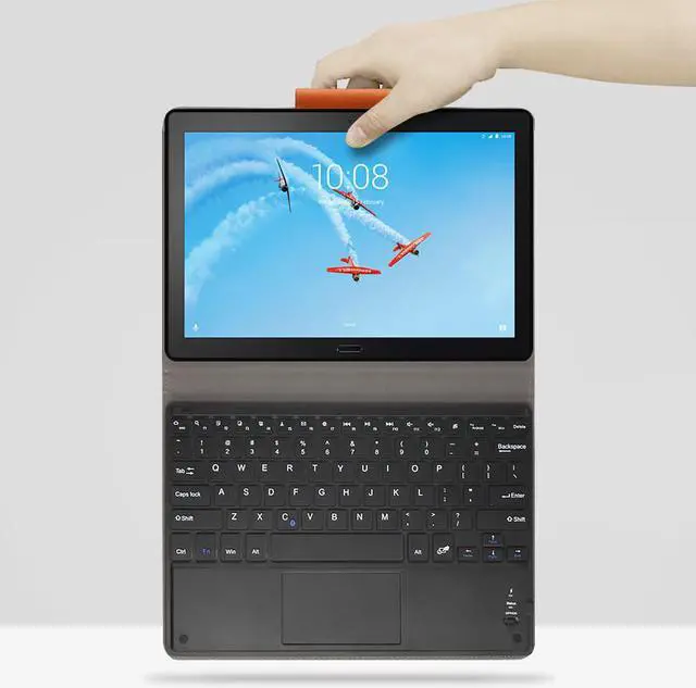 Alt view image 3 of 6 - PU Leather Cover Wireless Touchpad Keyboard Case with Pen Holder for Lenovo Tab P10 10.1 inch TB-X705F TB-X705L