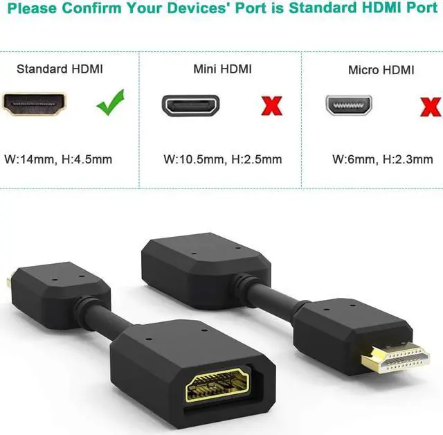 Alt view image 2 of 7 - HDMI Extension Cable, Extractme 2-Pack High Speed HDMI Male to Female Extender Adapter Converter Support 4K & 3D 1080P for Google Chrome Cast, Roku Stick, TV Stick, HDTV, PS3/4, Xbox360, Laptop and PC