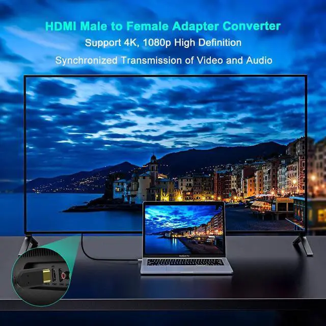 Alt view image 4 of 7 - HDMI Extension Cable, Extractme 2-Pack High Speed HDMI Male to Female Extender Adapter Converter Support 4K & 3D 1080P for Google Chrome Cast, Roku Stick, TV Stick, HDTV, PS3/4, Xbox360, Laptop and PC