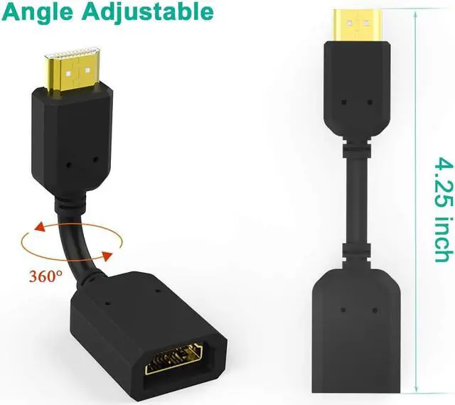Alt view image 7 of 7 - HDMI Extension Cable, Extractme 2-Pack High Speed HDMI Male to Female Extender Adapter Converter Support 4K & 3D 1080P for Google Chrome Cast, Roku Stick, TV Stick, HDTV, PS3/4, Xbox360, Laptop and PC