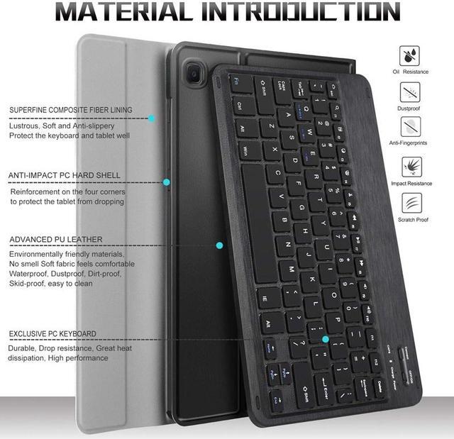 Alt view image 7 of 7 - Keyboard Case for Samsung Galaxy Tab S6 Lite 10.4 inch 2020 Model SM-P610 (Wi-Fi) SM-P615 (LTE), Soft TPU Back Cover with Pencil Holder Detachable Wireless Bluetooth Keyboard