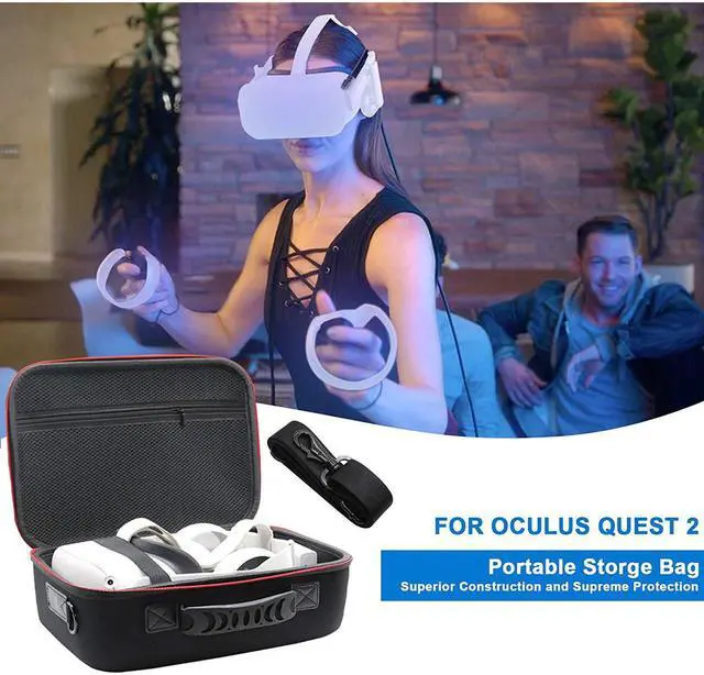 Alt view image 5 of 7 - Travel Storage Carrying Case for Oculus Quest 2, Oculus Quest All-in-one VR Gaming Headset and Controllers Accessories Travel Protective Bag, Shoulder Strap Storage Bag