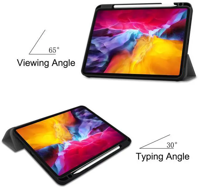 Alt view image 2 of 7 - iPad Pro 11 inch Case 2021 with Pencil Holder, Slim Lightweight Trifold Stand Cover with Soft TPU Back Cover - Auto Sleep / Wake+Pencil Charging - Smart Case for iPad Pro 11 inch 2021 2020 2018
