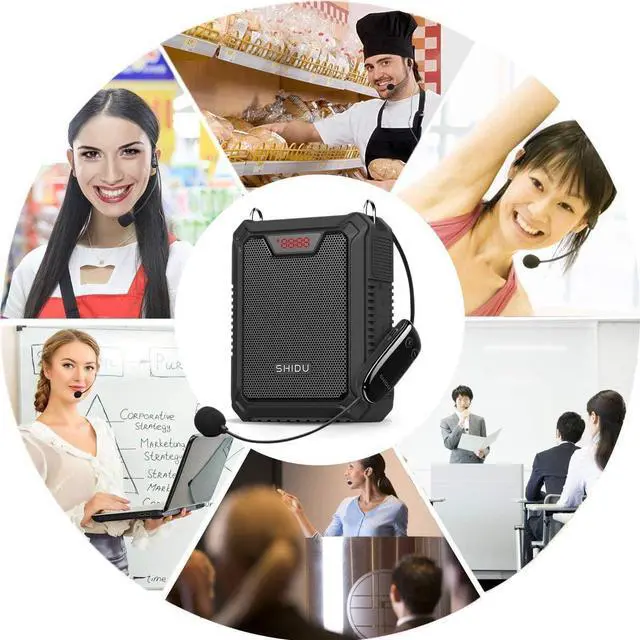 Alt view image 6 of 7 - Bluetooth Voice Amplifier, 25W Rechargeable PA System with Wireless Headset Microphone Waterproof Speaker Power Bank for Outdoor, Teacher, Beach