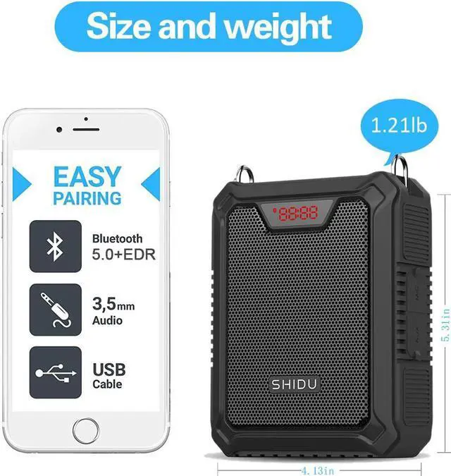 Alt view image 2 of 7 - Bluetooth Voice Amplifier, 25W Rechargeable PA System with Wireless Headset Microphone Waterproof Speaker Power Bank for Outdoor, Teacher, Beach