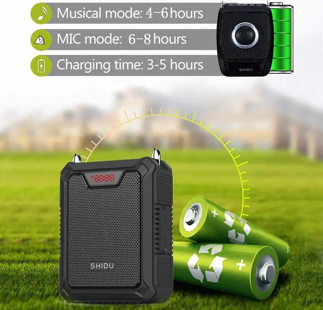 Alt view image 5 of 7 - Bluetooth Voice Amplifier, 25W Rechargeable PA System with Wireless Headset Microphone Waterproof Speaker Power Bank for Outdoor, Teacher, Beach