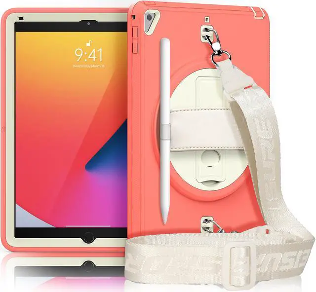 Main image of New iPad 9.7 Inch 2018 2017 Case Protective Cover with 360 Rotating Stand & Strap & Pencil Holder for iPad 5th/6th Generation / iPad Air 2 / iPad Pro 9.7