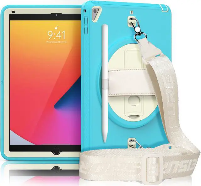 Main image of New iPad 9.7 Inch 2018 2017 Case Protective Cover with 360 Rotating Stand & Strap & Pencil Holder for iPad 5th/6th Generation / iPad Air 2 / iPad Pro 9.7
