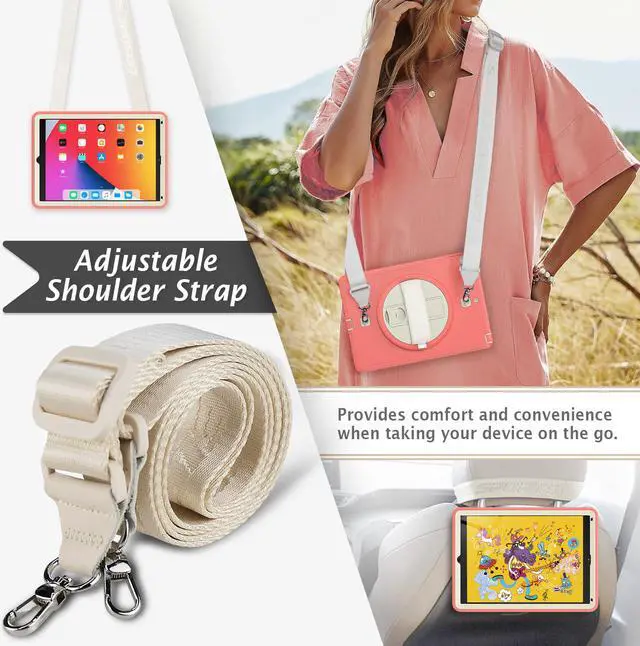 Alt view image 5 of 6 - New iPad 9.7 Inch 2018 2017 Case Protective Cover with 360 Rotating Stand & Strap & Pencil Holder for iPad 5th/6th Generation / iPad Air 2 / iPad Pro 9.7