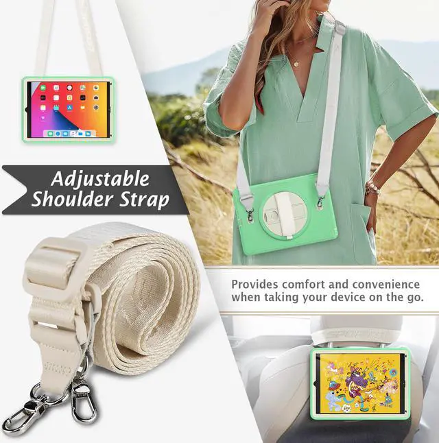 Alt view image 3 of 7 - New iPad 9.7 Inch 2018 2017 Case Protective Cover with 360 Rotating Stand & Strap & Pencil Holder for iPad 5th/6th Generation / iPad Air 2 / iPad Pro 9.7