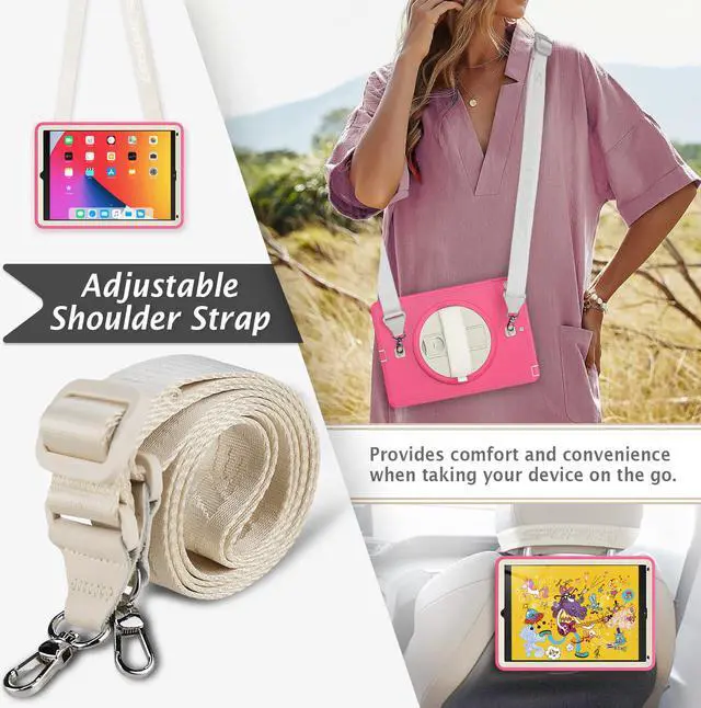 Alt view image 3 of 7 - New iPad 9.7 Inch 2018 2017 Case Protective Cover with 360 Rotating Stand & Strap & Pencil Holder for iPad 5th/6th Generation / iPad Air 2 / iPad Pro 9.7