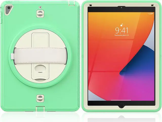Alt view image 5 of 7 - New iPad 9.7 Inch 2018 2017 Case Protective Cover with 360 Rotating Stand & Strap & Pencil Holder for iPad 5th/6th Generation / iPad Air 2 / iPad Pro 9.7