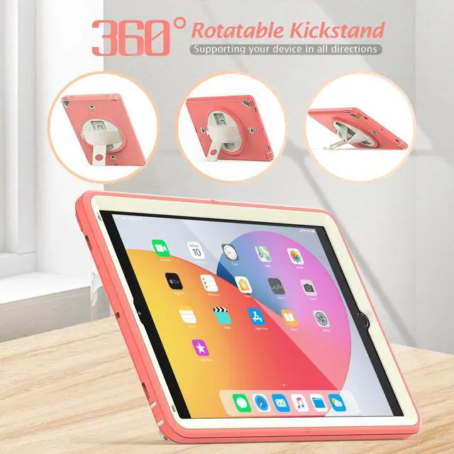 Alt view image 3 of 6 - New iPad 9.7 Inch 2018 2017 Case Protective Cover with 360 Rotating Stand & Strap & Pencil Holder for iPad 5th/6th Generation / iPad Air 2 / iPad Pro 9.7