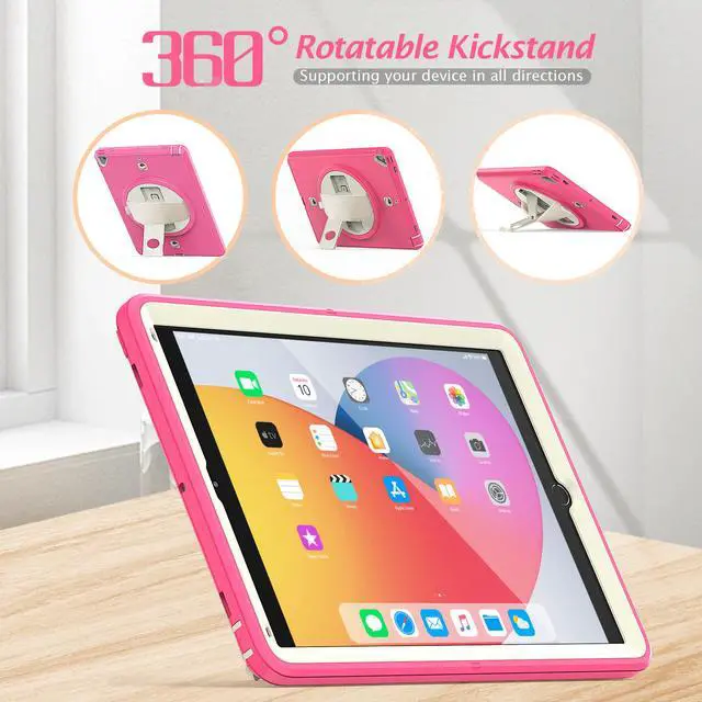 Alt view image 7 of 7 - New iPad 9.7 Inch 2018 2017 Case Protective Cover with 360 Rotating Stand & Strap & Pencil Holder for iPad 5th/6th Generation / iPad Air 2 / iPad Pro 9.7