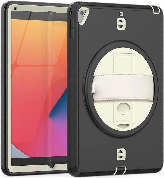 Alt view image 7 of 7 - New iPad 9.7 Inch 2018 2017 Case Protective Cover with 360 Rotating Stand & Strap & Pencil Holder for iPad 5th/6th Generation / iPad Air 2 / iPad Pro 9.7