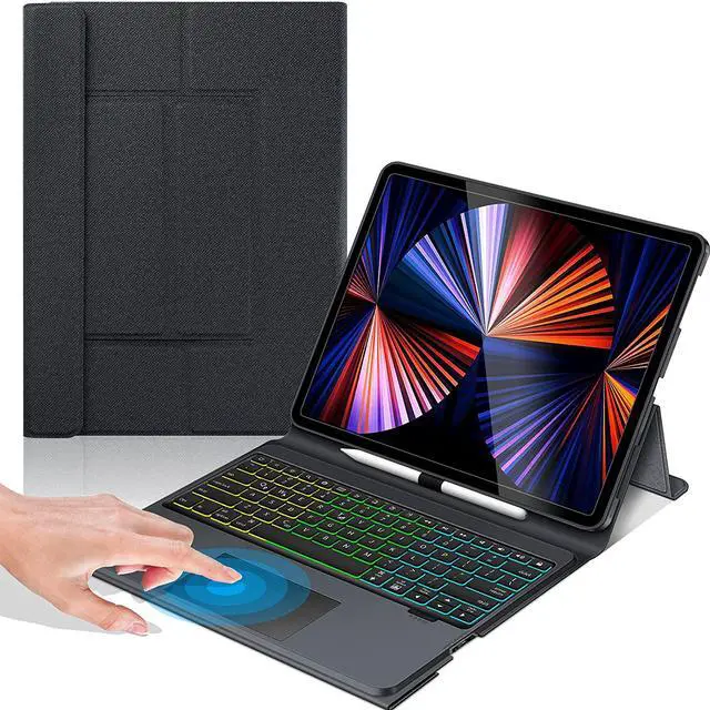 Main image of Touch Keyboard Case with Trackpad for iPad Pro 12.9 inch 2021 2020 2018 5th 4th and 3rd Generation, Slim Folio Backlights iPad Case with Keyboard
