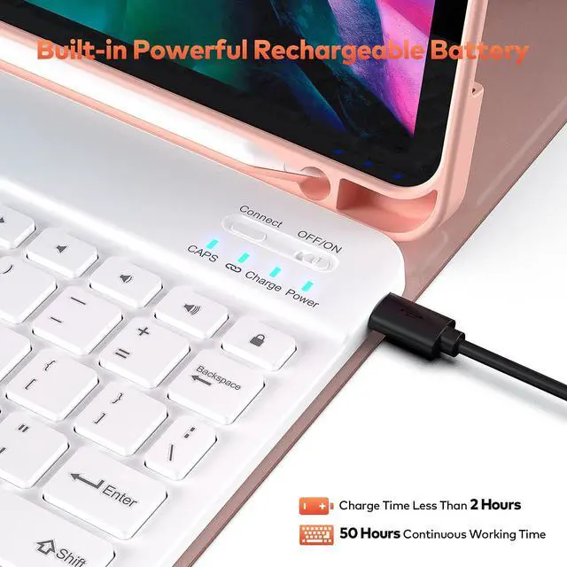 Alt view image 5 of 7 - Keyboard Case for iPad Pro 11 inch 3rd Generation 2021 / iPad Pro 11 2020 & 2018 – Leather Folio Smart Cover with Detachable Wireless Keyboard Compatible with iPad 11” (1st/2nd/3rd Genetation)