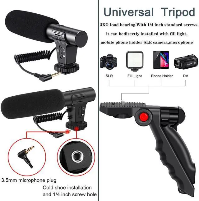 Alt view image 5 of 7 - Professional Smartphone Vlog Shooting Kits with Microphone LED Light Camera Tripod Holder for Live Photography YouTube Recording