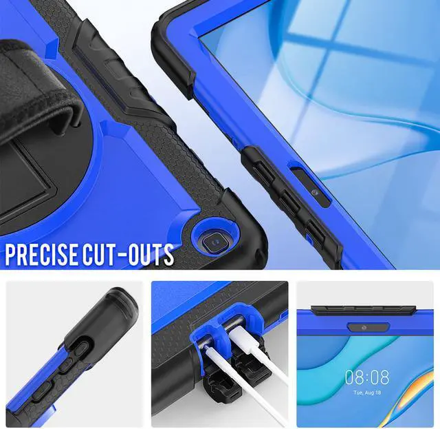 Alt view image 7 of 7 - Shockproof Cover Protective Case with Built-in Screen Protector for Huawei Matepad T10s 10.1 inch AGS3-L09 AGS3-W09 / Matepad T10 9.7 inch AGR-L09 AGR-W09 with Stand, Hand Strap & Shoulder Strap