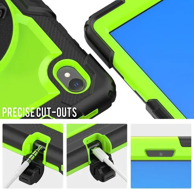 Alt view image 7 of 7 - Shockproof Cover Protective Case with Built-in Screen Protector for Lenovo Tab M10 HD (2nd Gen) 10.1 inch 2020 TB-X306F / TB-X306X with Stand, Hand Strap & Shoulder Strap