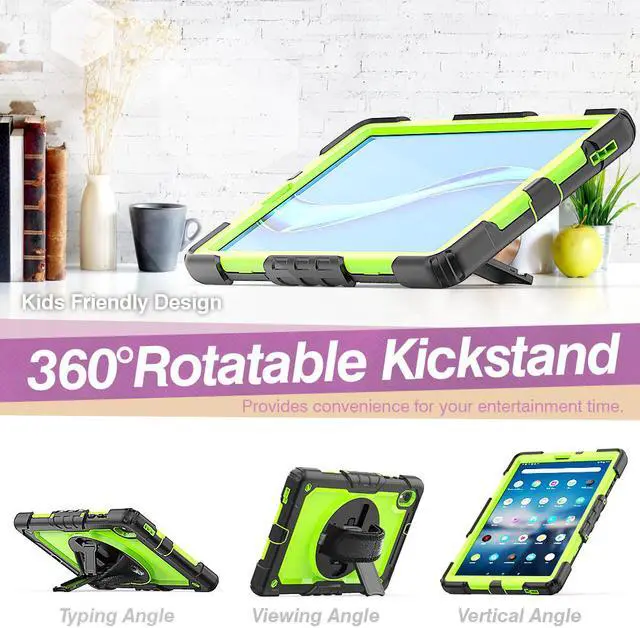 Alt view image 6 of 7 - Shockproof Cover Protective Case with Built-in Screen Protector for Lenovo Tab M10 HD (2nd Gen) 10.1 inch 2020 TB-X306F / TB-X306X with Stand, Hand Strap & Shoulder Strap