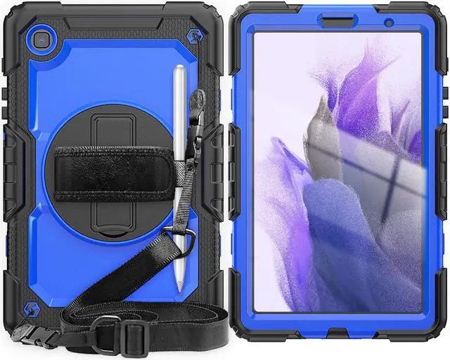 Main image of Shockproof Cover Protective Case with Built-in Screen Protector for Samsung galaxy Tab A7 Lite 8.7 inch 2021 Model SM-T220 SM-T225 with Stand, Hand Strap & Shoulder Strap