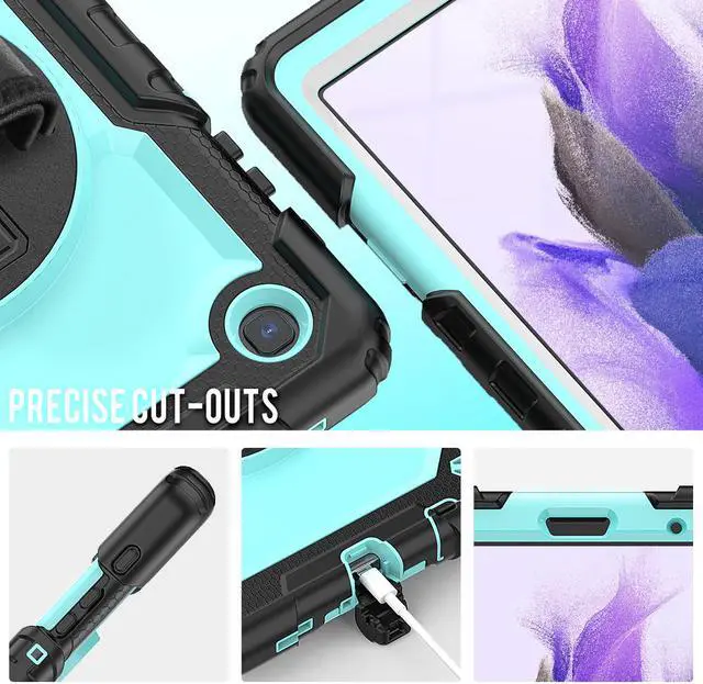 Alt view image 5 of 7 - Shockproof Cover Protective Case with Built-in Screen Protector for Samsung galaxy Tab A7 Lite 8.7 inch 2021 Model SM-T220 SM-T225 with Stand, Hand Strap & Shoulder Strap