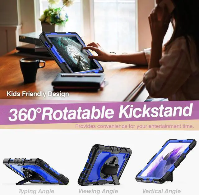 Alt view image 2 of 7 - Shockproof Cover Protective Case with Built-in Screen Protector for Samsung galaxy Tab A7 Lite 8.7 inch 2021 Model SM-T220 SM-T225 with Stand, Hand Strap & Shoulder Strap