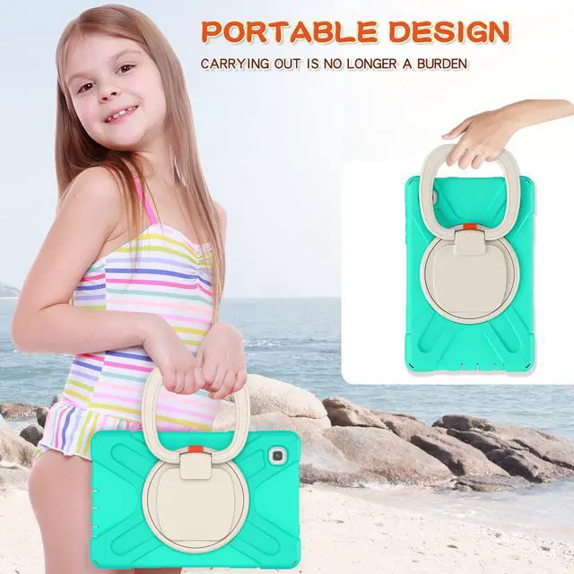 Alt view image 6 of 7 - Case for Samsung galaxy Tab A7 Lite 8.7 inch 2021 Model SM-T220 SM-T225, Protective Rugged Cover with Pencil Holder, 360° Swivel Stand, Shoulder Strap for Kids Boys Girls