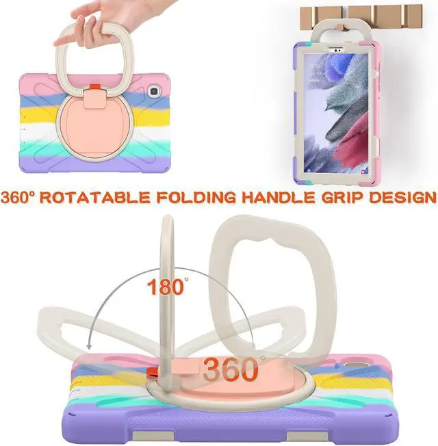 Alt view image 6 of 7 - Case for Samsung galaxy Tab A7 Lite 8.7 inch 2021 Model SM-T220 SM-T225, Protective Rugged Cover with Pencil Holder, 360° Swivel Stand, Shoulder Strap for Kids Boys Girls