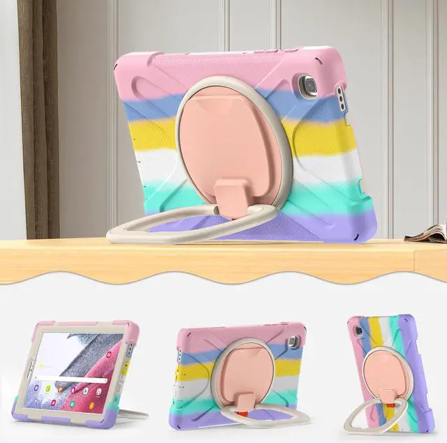 Alt view image 2 of 7 - Case for Samsung galaxy Tab A7 Lite 8.7 inch 2021 Model SM-T220 SM-T225, Protective Rugged Cover with Pencil Holder, 360° Swivel Stand, Shoulder Strap for Kids Boys Girls