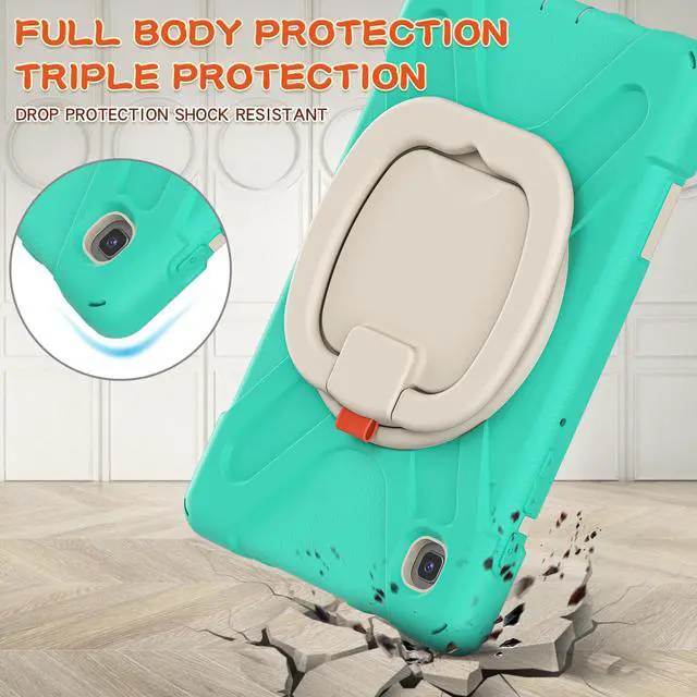 Alt view image 4 of 7 - Case for Samsung galaxy Tab A7 Lite 8.7 inch 2021 Model SM-T220 SM-T225, Protective Rugged Cover with Pencil Holder, 360° Swivel Stand, Shoulder Strap for Kids Boys Girls