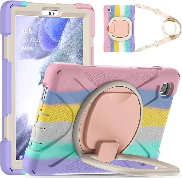 Main image of Case for Samsung galaxy Tab A7 Lite 8.7 inch 2021 Model SM-T220 SM-T225, Protective Rugged Cover with Pencil Holder, 360° Swivel Stand, Shoulder Strap for Kids Boys Girls