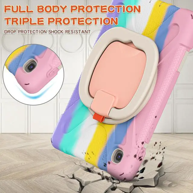 Alt view image 5 of 7 - Case for Samsung galaxy Tab A7 Lite 8.7 inch 2021 Model SM-T220 SM-T225, Protective Rugged Cover with Pencil Holder, 360° Swivel Stand, Shoulder Strap for Kids Boys Girls