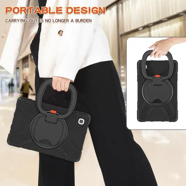 Alt view image 5 of 7 - Case for Samsung galaxy Tab A7 Lite 8.7 inch 2021 Model SM-T220 SM-T225, Protective Rugged Cover with Pencil Holder, 360° Swivel Stand, Shoulder Strap for Kids Boys Girls