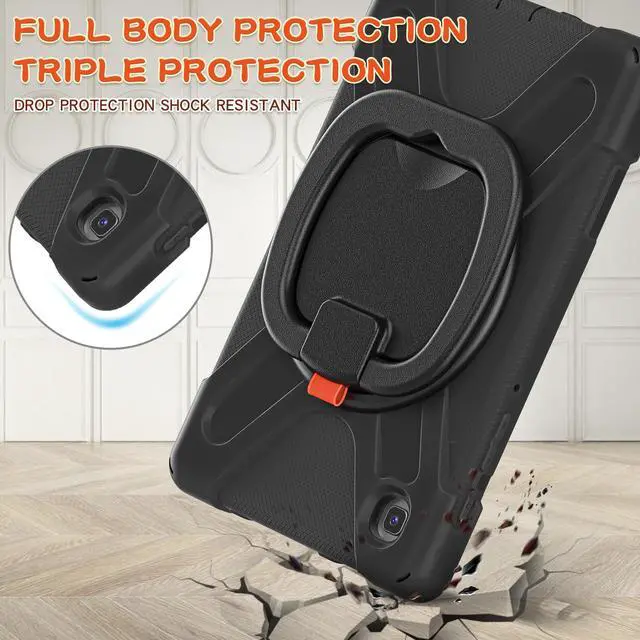 Alt view image 4 of 7 - Case for Samsung galaxy Tab A7 Lite 8.7 inch 2021 Model SM-T220 SM-T225, Protective Rugged Cover with Pencil Holder, 360° Swivel Stand, Shoulder Strap for Kids Boys Girls