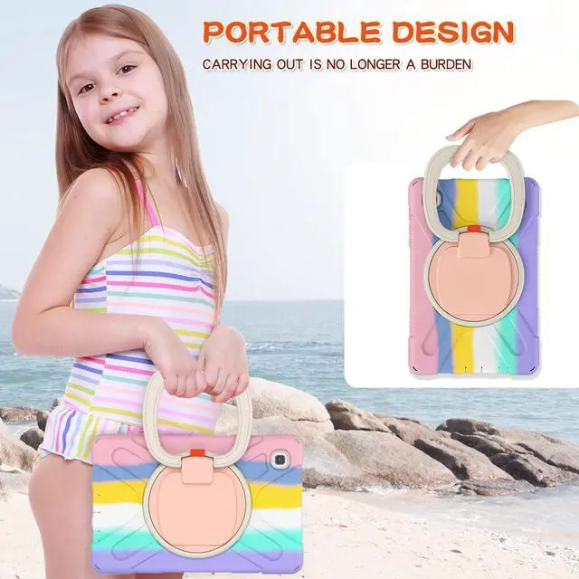 Alt view image 4 of 7 - Case for Samsung galaxy Tab A7 Lite 8.7 inch 2021 Model SM-T220 SM-T225, Protective Rugged Cover with Pencil Holder, 360° Swivel Stand, Shoulder Strap for Kids Boys Girls