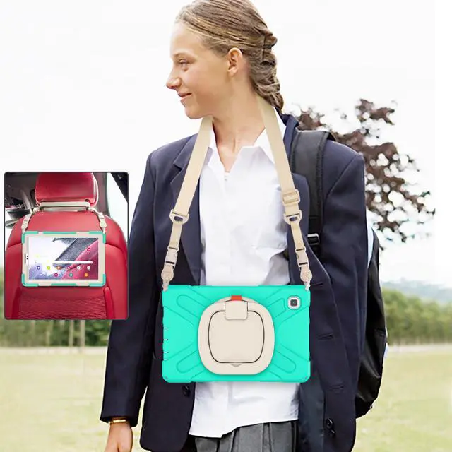Alt view image 5 of 7 - Case for Samsung galaxy Tab A7 Lite 8.7 inch 2021 Model SM-T220 SM-T225, Protective Rugged Cover with Pencil Holder, 360° Swivel Stand, Shoulder Strap for Kids Boys Girls