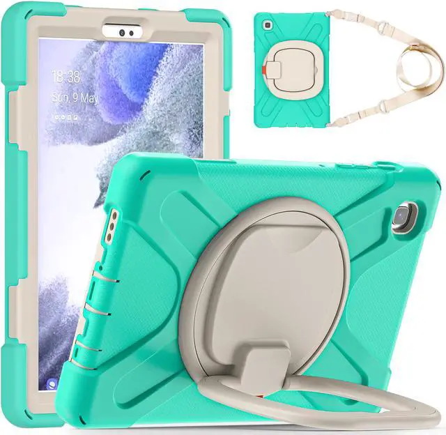 Main image of Case for Samsung galaxy Tab A7 Lite 8.7 inch 2021 Model SM-T220 SM-T225, Protective Rugged Cover with Pencil Holder, 360° Swivel Stand, Shoulder Strap for Kids Boys Girls