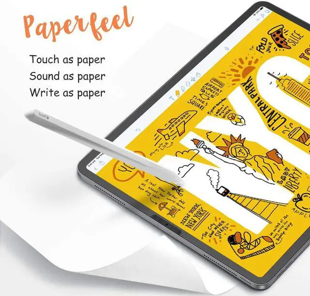 Alt view image 2 of 6 - Paperfeel Screen Protector Compatible with iPad Pro 12.9 Inch 2021 & 2020 & 2018, iPad Pro 12.9 5th Generation Matte PET Film for Drawing Anti-Glare,Face ID Compatible, Paperfeel Film