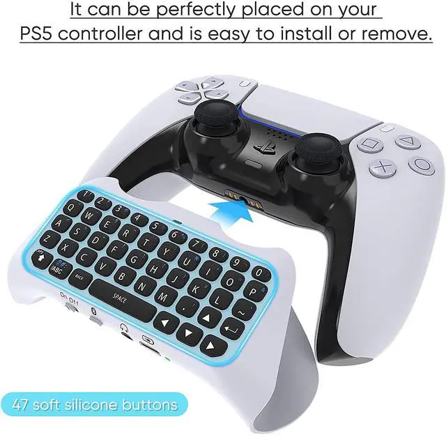 Alt view image 3 of 7 - PS5 Controller Keyboard Keypad - Wireless Bluetooth Game Chatpad Keyboard, 47 Keys Keypad - Built-In Speaker & 3.5mm Headset Audio Jack for Playstaion 5 Dualsense Game Controller