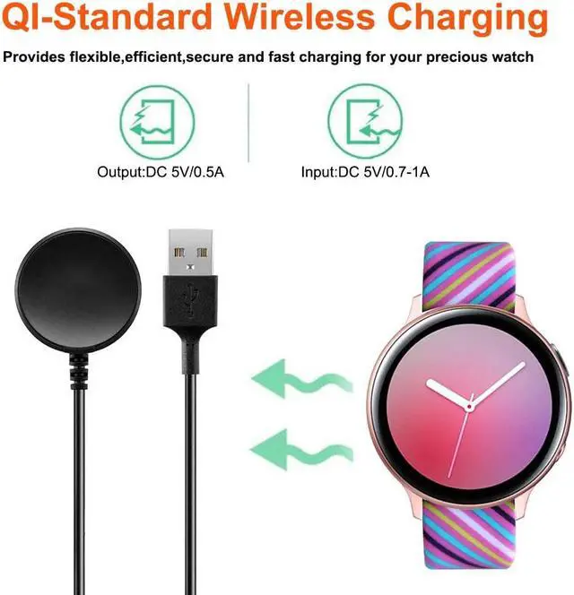 Alt view image 6 of 7 - Charger for Samsung Galaxy Watch 3 Active 2 40mm / 44mm, Replacement Charging Cable Dock Cradle for Galaxy Watch Active SM-R500 / Galaxy Watch Active 2 40mm SM-R830 & 44mm SM-R820