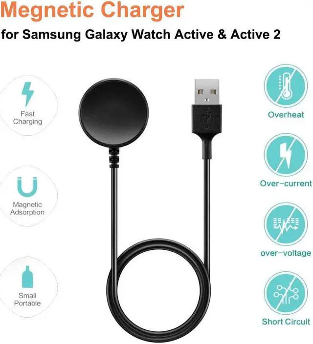 Alt view image 3 of 7 - Charger for Samsung Galaxy Watch 3 Active 2 40mm / 44mm, Replacement Charging Cable Dock Cradle for Galaxy Watch Active SM-R500 / Galaxy Watch Active 2 40mm SM-R830 & 44mm SM-R820