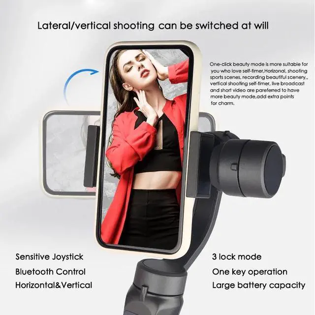 Alt view image 2 of 7 - 3-Axis Gimbal Stabilizer for iPhone 12 11 PRO MAX X XR XS Smartphone Vlog Youtuber Live Video Record with Sport Inception Mode Face Object Tracking Motion Time-Lapse