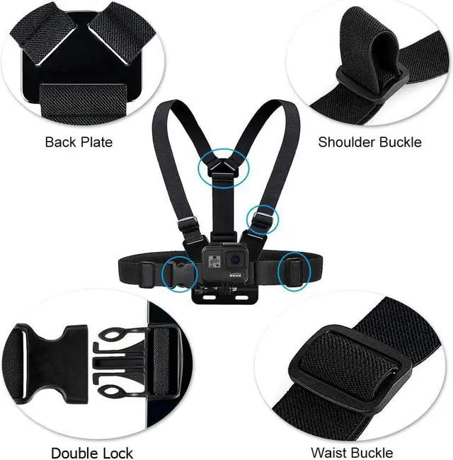 Alt view image 5 of 7 - Chest Mount Harness Chesty Head Mount Strap Kit Compatible with GoPro Hero 9, 8 Black, Hero 7, 6, 5, 4, Session, 3+, 3, 2, 1, Hero (2018), Fusion, DJI Osmo Action Cameras