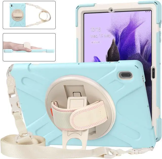 Main image of Case for Samsung Galaxy Tab S7 FE 12.4 inch 2021 SM-T730/ T735/ T736B/ T736N, Protective Shell Shockproof Tablet Cover with Stand / Handle Strap & Shoulder Strap