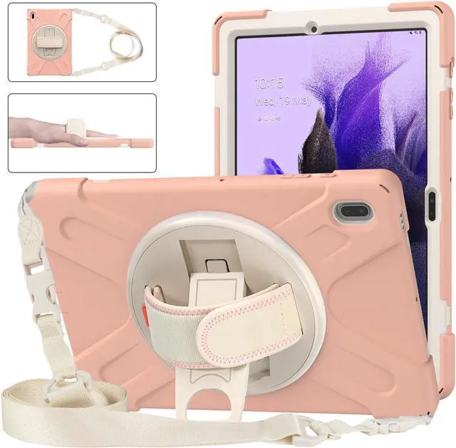 Main image of Case for Samsung Galaxy Tab S7 FE 12.4 inch 2021 SM-T730/ T735/ T736B/ T736N, Protective Shell Shockproof Tablet Cover with Stand / Handle Strap & Shoulder Strap