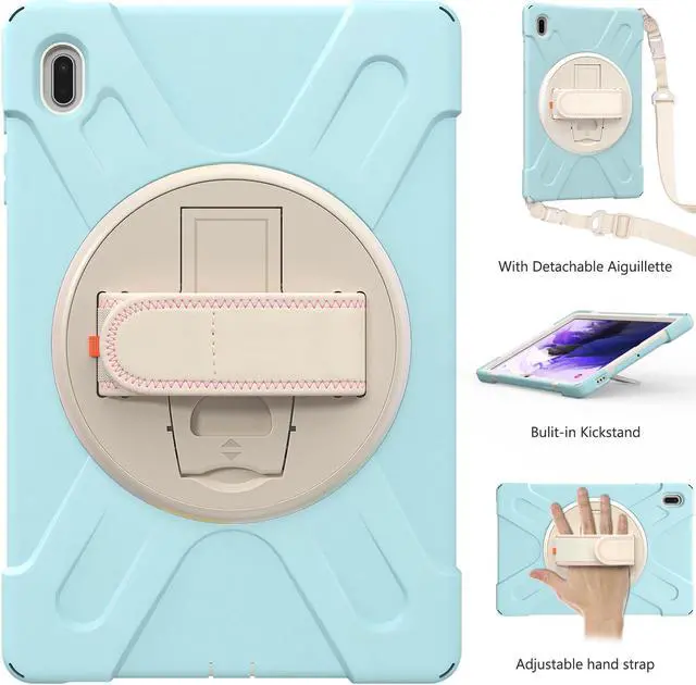 Alt view image 2 of 7 - Case for Samsung Galaxy Tab S7 FE 12.4 inch 2021 SM-T730/ T735/ T736B/ T736N, Protective Shell Shockproof Tablet Cover with Stand / Handle Strap & Shoulder Strap