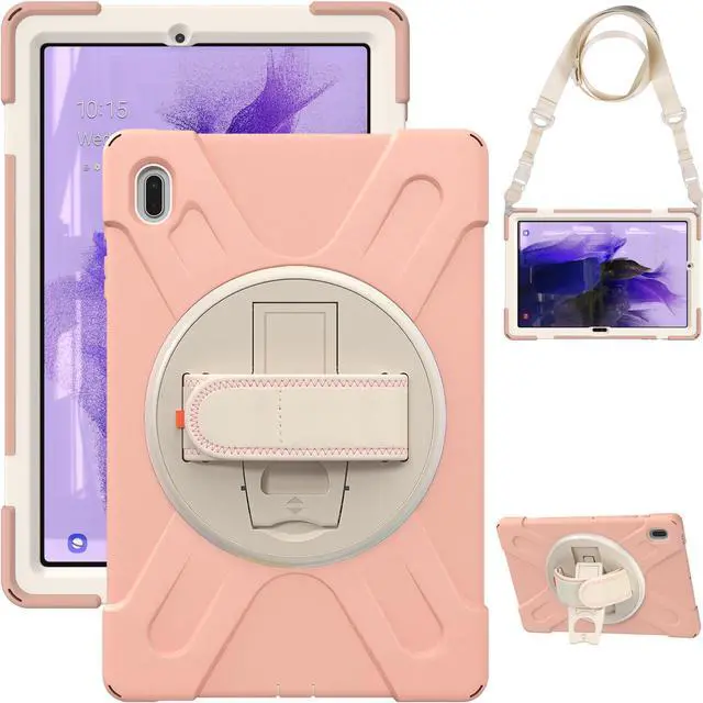 Alt view image 6 of 7 - Case for Samsung Galaxy Tab S7 FE 12.4 inch 2021 SM-T730/ T735/ T736B/ T736N, Protective Shell Shockproof Tablet Cover with Stand / Handle Strap & Shoulder Strap