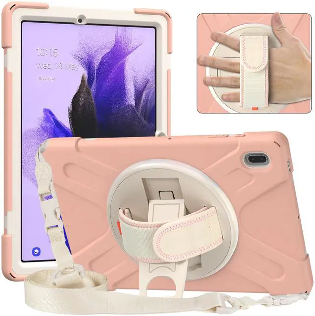 Alt view image 7 of 7 - Case for Samsung Galaxy Tab S7 FE 12.4 inch 2021 SM-T730/ T735/ T736B/ T736N, Protective Shell Shockproof Tablet Cover with Stand / Handle Strap & Shoulder Strap